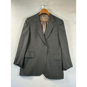 MW Mens 40S Pure Wool Pinstripe Suit Jacket Blazer Charcoal Grey Made in Poland